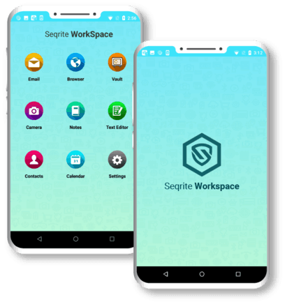 แอป Seqrite Workspace บนมือถือ แสดงพื้นที่งานที่แยกจากพื้นที่ส่วนตัว พร้อมอีเมล ปฏิทิน และคลังเอกสาร